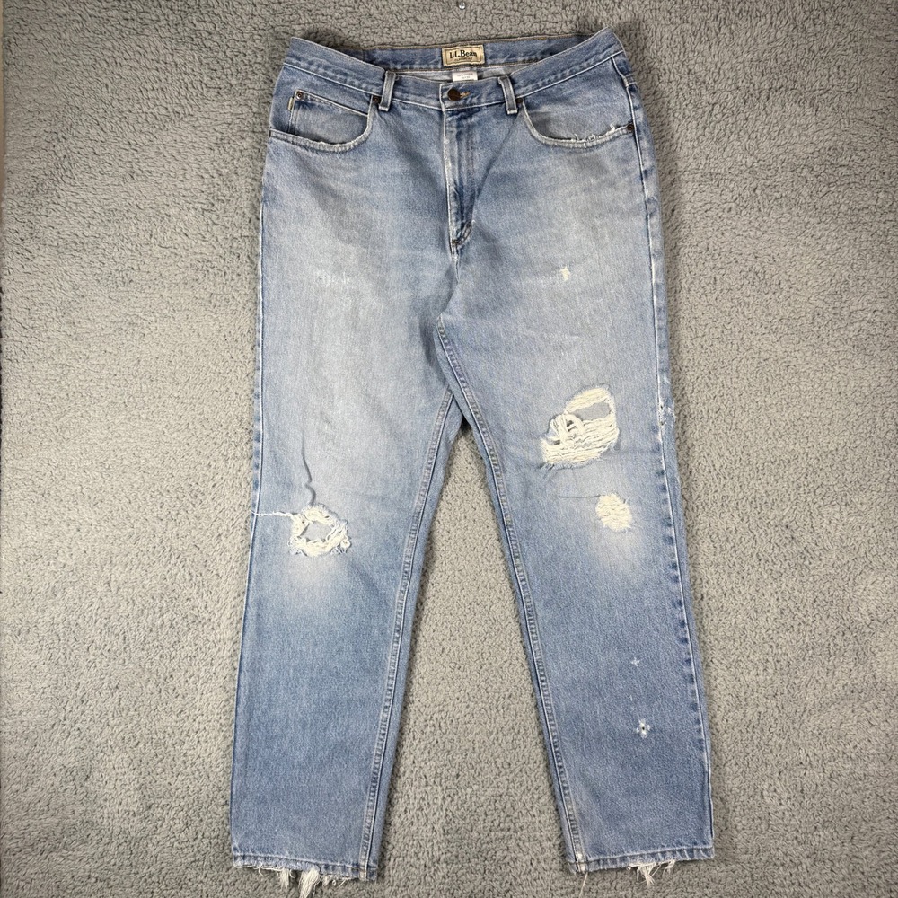 Vintage L.L. Bean Classic Fit‎ Jeans 36x32 Distressed Light Wash Straight